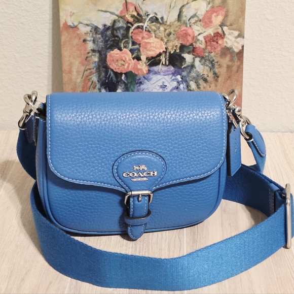 Coach Handbags - Coach Amelia 6.5" Small Saddle Bag Bright Blue CP001 Leather Limited Edition 💙